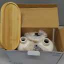 Getstar Hand and Dish Soap Dispenser Set, Ceramic Soap Dispenser for Bathroom and Kitchen with Rust Proof Pump and Tray, Set of 2 (White Pump)