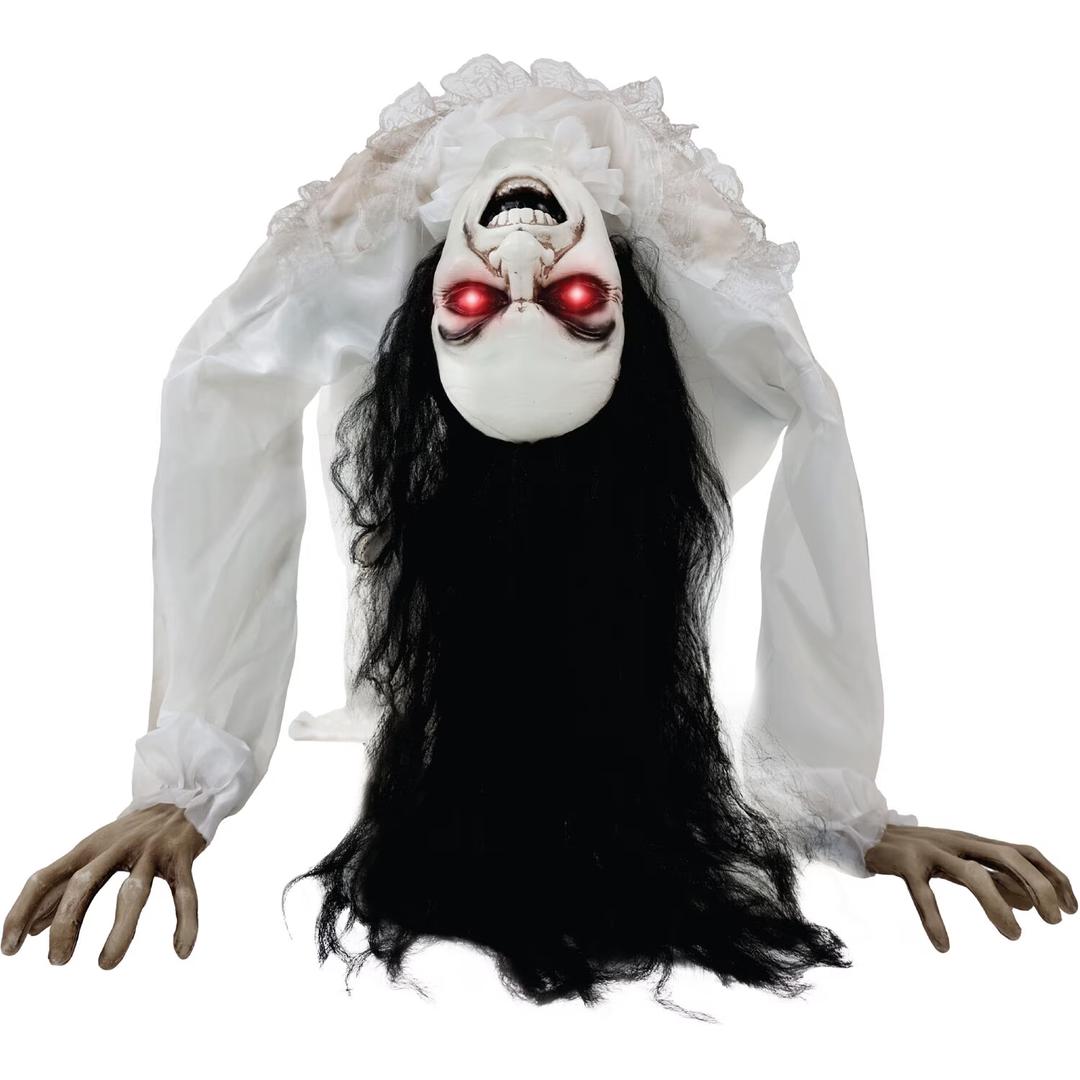 Haunted Hill Farm 3-Ft. Animatronic Possessed Woman with Lights and Sound, Indoor/Covered Outdoor Halloween Decoration