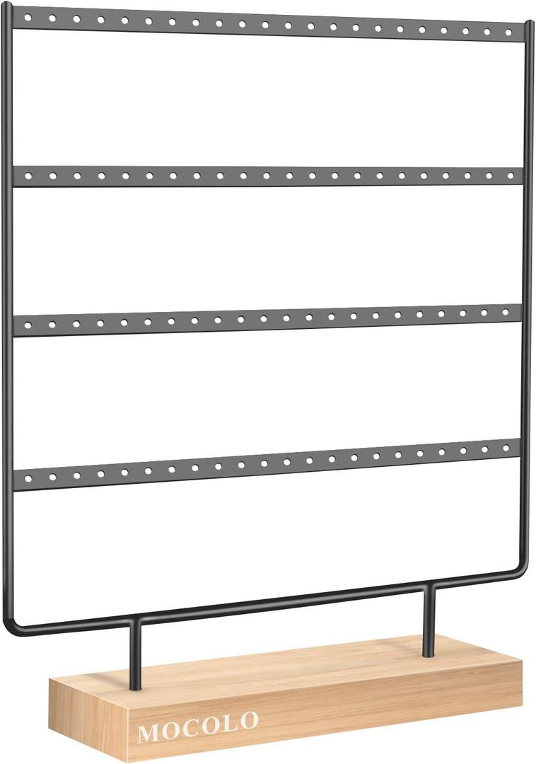 Mocolo Earring Holder Stand, Earring Organizer Display Holder Stand for Hanging Earrings(88 Holes & 4 Layers) (Black)