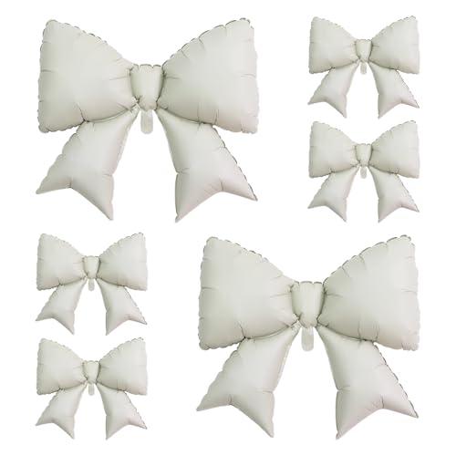 4pcs Jumbo Oversized Ribbon Balloons Coquette Bow Balloons Bow Party Coquette Party Decorations for Birthday Baby Shower Bridal Shower Supplies (Cream)