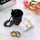 Maitys 12 Pieces Plastic Beaded Bridal Shot Glass Necklace Pink/Black and White with Gold Foil for Bachelor/Bachelorette Party Bridal Party
