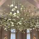 42 Pcs 3.28 ft White Rose Flower Garland Hanging Artificial Wedding Flowers Ceiling Vine Decor Fake Floating Floral Garlands with Hooks for Wall Wedding Backdrop Bachelorette Bridal Shower Party