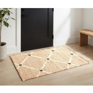 Hand Woven Small Jute Rug 2'x3' Area Rug - Handcrafted Premium Geometric Design Entryway Rug, Indoor Natural Fiber Area Rug - Rustic Farmhouse Carpet for Kitchen, Entryway, Door Mat, Bedroom - Natural
