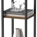 10" Wide Square Drink Table with Adjustable Feet - 3-Tier Small Side Table for Apartments, Balcony & Office | Space-Saving, Lightweight & Multi-Functional (Plants, Books, Drinks) (Rustic Brown)