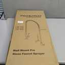 Commercial Kitchen Sink Faucets Wall Mounted Type Brass Constructed Polished Chrome Pre-Rinse Device 43" Height 8" Adjustable Center with Coilded Spring Pull Down Sprayer and 12" Add-on Spout