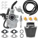 PZ19 Carburetor Carb Air Filter Fuel Line Kit for 50cc 70cc 90cc 110cc 125cc Tao Tao GK110 Baja SSR Apollo Coolster Chinese Kids Four Wheeler ATV Go Kart CRF50 XL70 Dirt Pit Bike Motor (BLACK)