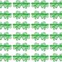24 Pack St. Patrick's Day Shamrock Shutter Shades Glasses, Plastic Green Four Leaf Clover Eyeglasses Frames For St. Patrick's Day Party Costume Accessories, Irish Festival Photo Booth Prop