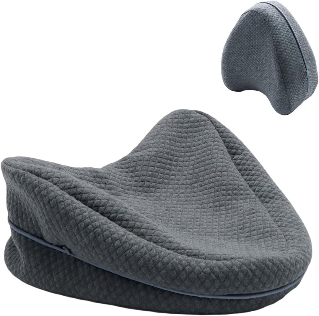 Upgrade Invisible Zippered Pillow Cover Compatible with Contour Legacy Knee Pillow,Anti-Pilling and Washable Legacy Leg and Knee Foam Support Pillow, Cover Only (Grey)