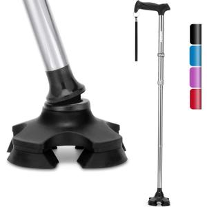 REHAND Walking Cane for Men & Women - Foldable, Adjustable, Lightweight, Self Standing Pivot Walking Cane, Soft Handle Grip, with Travel Bag, Walking Sticks for Seniors & Adults (Sliver)