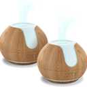 Pack of 2 Essential Oil Diffuser, ARVIDSSON 200ml Oil Diffusers for Home, Aromatherapy Diffuser with Mood Light, Ultrasonic Diffuser for Essential Oils, Gift for Women - Wood Grain