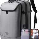 Carry on Backpack Airline Approved for Men, Travel 50L Expandable backpack Luggage Fits 17.3 Inch Laptop with USB Charging Port(grey)