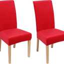 Smiry Velvet Stretch Dining Room Chair Covers Set of 2, Soft Removable Washable Chair Slipcovers Kitchen Parsons Chair Protector, Red