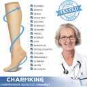 CHARMKING Compression Socks for Women & Men Circulation (3 Pairs) 15-20 mmHg is Best Athletic for Running, Flight Travel, Support, Cycling, Pregnant - Boost Performance, Durability (S/ M, Beige)