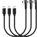 USB C to USB C Cable 1FT 3 Packs, Right Angle 90 Degree Type C PD Fast Charging Cord 60W USB 2.0 Nylon Braided Compatible for Samsung Galaxy S22 S21 S20 S10, MacBook, Pixel and Other USBC Plug