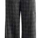 GORGLITTER Women's Plaid Low Rise Trousers Dress Pants Casual Loose Pants Baggy Flannel Gingham Wide Leg Pants (Medium, Tall Dark Grey)