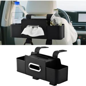 Back Seat Car Organizer, Multifunctional Car Seat Back Storage Box with Hook Tissue Box Cup Holder can Hold Phone Drinks Handbag fits Most Vehicles(COLOR:Black)