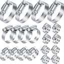 20Pcs Adjustable Stainless Steel Hose Clamps Assortment Kit, 1/4-2 in (6-51mm) Worm Gear Pipe, Fuel LineHeavy Duty for Plumbing, Washing Machine, MechanicalGarden and Automotive Hose Connections