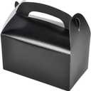 The Dreidel Company Gable Treat Boxes, Goodies Favor Gift Box for Kids Birthday Party Favors, Weddings Events, Baby Shower, 6.25" x 3.5" x 3.5" Inch (Black Treat Box, 12-Pack)