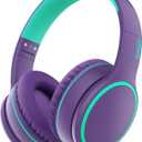 RORSOU R10 Over-Ear Headphones with Microphone, Lightweight Folding Stereo Bass Headset with 1.5M No-Tangle Cord, Portable Wired Headphones for Smartphone Tablet Computer MP3 / 4 (Purple)