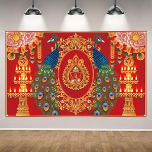 Happy Diwali Photo Backdrop Indian Diwali Peacock Banner Indian Deepavali Festival of Lights Party Decorations and Supplies for Home