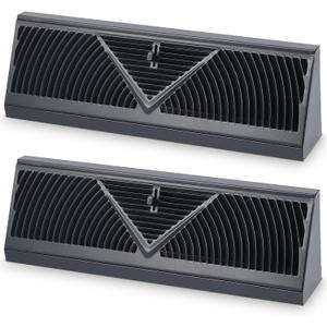 Yaocom 2 Pack Baseboard Register Vent 18 Inch Duct Opening Size Vent Covers for Home Floor Diffuser Wall Corner Baseboard Air Covers, Smooth Air Adjust Lever, Easy Install, Black