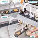 Fast Drying Stone Faucet Mat for Kitchen Sink with Raised Feet, Water Absorbent Diatomite Stone Sink Tray, Faucet Sink Splash Guard, Prevents Moisture Buildup, Durable Protector for Bathroom Counter