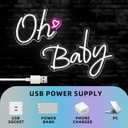 Large Oh Baby Neon Sign 37.7x15.7inch Boy and Girl Baby Shower Led Light up Sign for Backdrop Party Decor, Gender Reveal,Bedroom Wall Decor-White