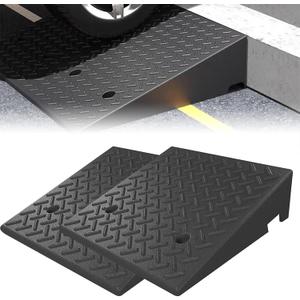 2PCS Rubber Curb Ramp, 20"*20"*7" Rise Threshold Ramp, Heavy Duty 7000Lbs Capacity Driveway Curb Ramp, Portable Shed Ramps for Low Cars Vehicle Motorcycle Wheelchairs Bikes