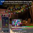 Smart Outdoor String Lights 65.6Ft, RGB IC Color Changing LED Patio Light IP67 Waterproof with 26 G40 Bulbs, Remote, App Control, Timer, Music Sync 5V Outdoor Hanging Lights for Garden Party Christmas
