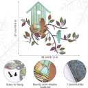 Peryiter Birds Wall Metal Decor Outdoor Art Hanging Metal Tree with Birdhouse for Living Room Tree Leaf Wall Decor for Indoor Outdoor Garden(Brown, Light Blue)