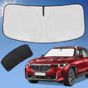 Sun Shade Sunshade for 2025 2026 BMW X5 Windshield Cover, 4-Layer Front Window Shade Custom fit BMW X5 M Sport xLine SUV 2019-2024 Sun Visor Retractable Shield Shade Blocks UV Rays Car Accessories