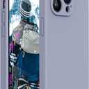 Miracase Designed for iPhone 14 Pro Case with Screen Protector, [Upgraded Camera Protection], Shockproof Liquid Silicone Rubber Phone Case Cover for 14 Pro 6.1 inch, Lavender Gray