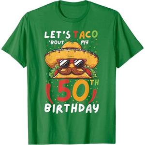 Cinco de mayo 50th birthday taco age 50 mexican birthday T-Shirt S Kelly Green