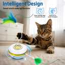 Interactive Cat Toys Rechargeable, Hide and Seek Kitten Toy with Touch Activated, Moving Concealed Feather, Tumbler Toy Design, Automatic Cat Toys for Indoor Cats to Chase and Exercise (Green)