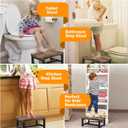 Wooden Step Stools for Adults Kids with Non-Slip Rubber Feet, Heavy Duty Stepping Stools with 500-LBS Capacity for Bedroom Kitchen Bathroom, Bed Steps for High Beds, Easy to Assemble, Rustic Brown