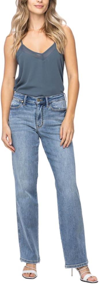 Judy Blue Mid Rise Cell Phone Pocket Dad Straight Leg Jeans (27 Regular)