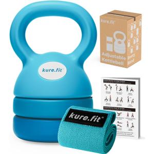 Adjustable Kettlebell | 5 lb - 12 lb | Kettlebell Weights Set for Home Gym | Full-Body Workouts, Strength Training, Weight Loss | Fabric Booty Band | Beginners & Women (Teal)