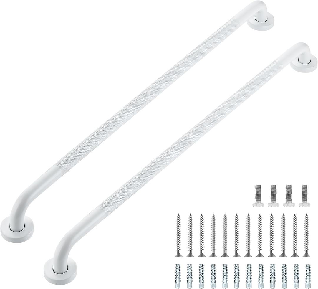 Grab Bars for Shower, 2 Pack 32-Inch Anti Slip Shower Handles for Elderly, Safety Shower Grab Bar, Stainless Steel Handicap Grab Bars for Bathroom (White 1" Diameter)