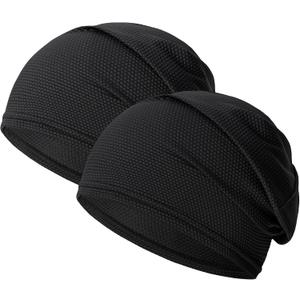 2-Pack Cooling Skull Cap for Women Men, Lightweight Beanie Running Hat, Breathable Sports Cycling Sweat Wicking Caps