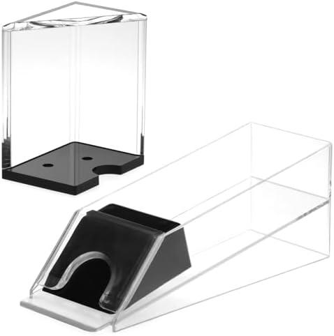 QWORK Clear Acrylic Blackjack Shoe and Discard Tray Set – 6 Deck Capacity for Card Dispensing, Blackjack Dealing Shoe Dispenser Card Holder Trays, 2 Pack