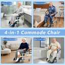 4-in-1 Rolling Shower Chair with Wheels for Elderly & Disabled Adults, Padded Toilet Chair, Bedside Commode, Transport Wheelchair with Locking Caster for Bathroom, Home Care (Navy Blue)