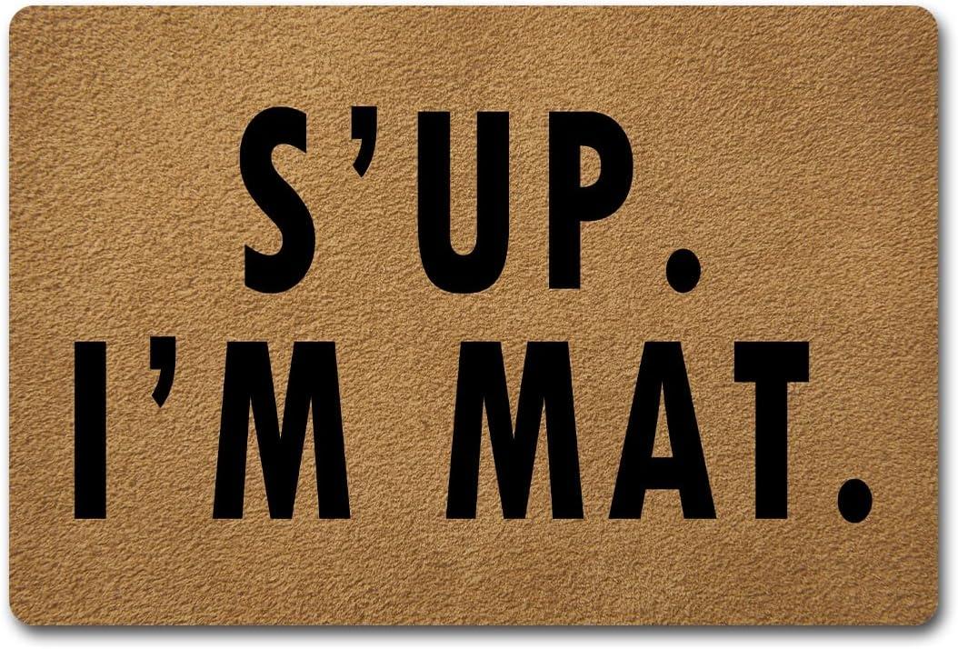 S'up I'm Mat Welcome Doormat (23.6 X 15.7 in) Colorful Print Top With Anti-Slip Rubber Back Novelty Gift For The Entrance Way