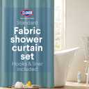 CLOROX Bathroom Shower Curtain with Waterproof Lightweight PEVA Liner Set, Standard Size for Bathroom, with Weighted Magnets and 12 Metal Hooks - 70" x 72" Aqua