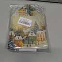 Grace Yonks Christmas Tissue Box Cover Square, Church and Village Lights Design Cube Case for Facial Tissues, 5.2" PU Leather. (090)