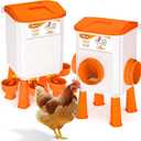 Chicken Feeder and Waterer Set, Chicken Coop Accessories, 3.1 Gallon/24.2 Pounds, Automatic Chick Feeder and Waterer Set No Waste