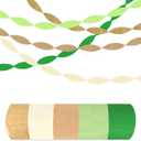 4 x 5 Rolls Green & Gold Crepe Paper Streamers, Crepe Paper Craft for Wedding Baby Shower Birthday Bridal Party Engagement Decorations Supplies