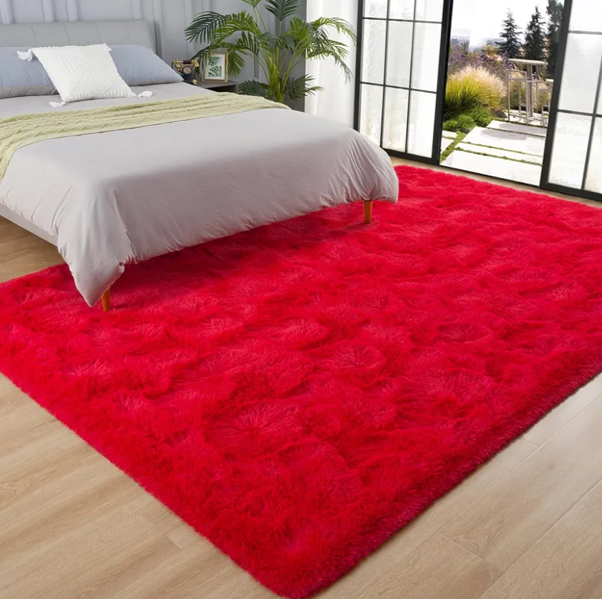 60"x36" Red Furry Rug