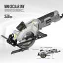 Mini Circular Saw, 4Amp 3500RPM Corded Compact Saw with 4-1/2" 24T TCT Blades, Laser Guide, Rip Guide, Vacuum Adapter and Blade Wrench, Max Cutting Depth 1-11/16"(90), 1-1/8"(45