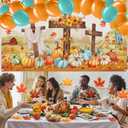 Blosssound 139 Pcs Thanksgiving Christian Trunk or Treat Car Decorations Fall Jesus Backdrop with 100 Artificial Maple Leaves 30 Balloons 8 Maple Leaves Garlands for Suv Car Archway Garage Door Decor