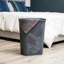 Mind Reader Slim Laundry Hamper with Lid, 60L Clothes Basket, Ventilated Plastic, Gray, Single